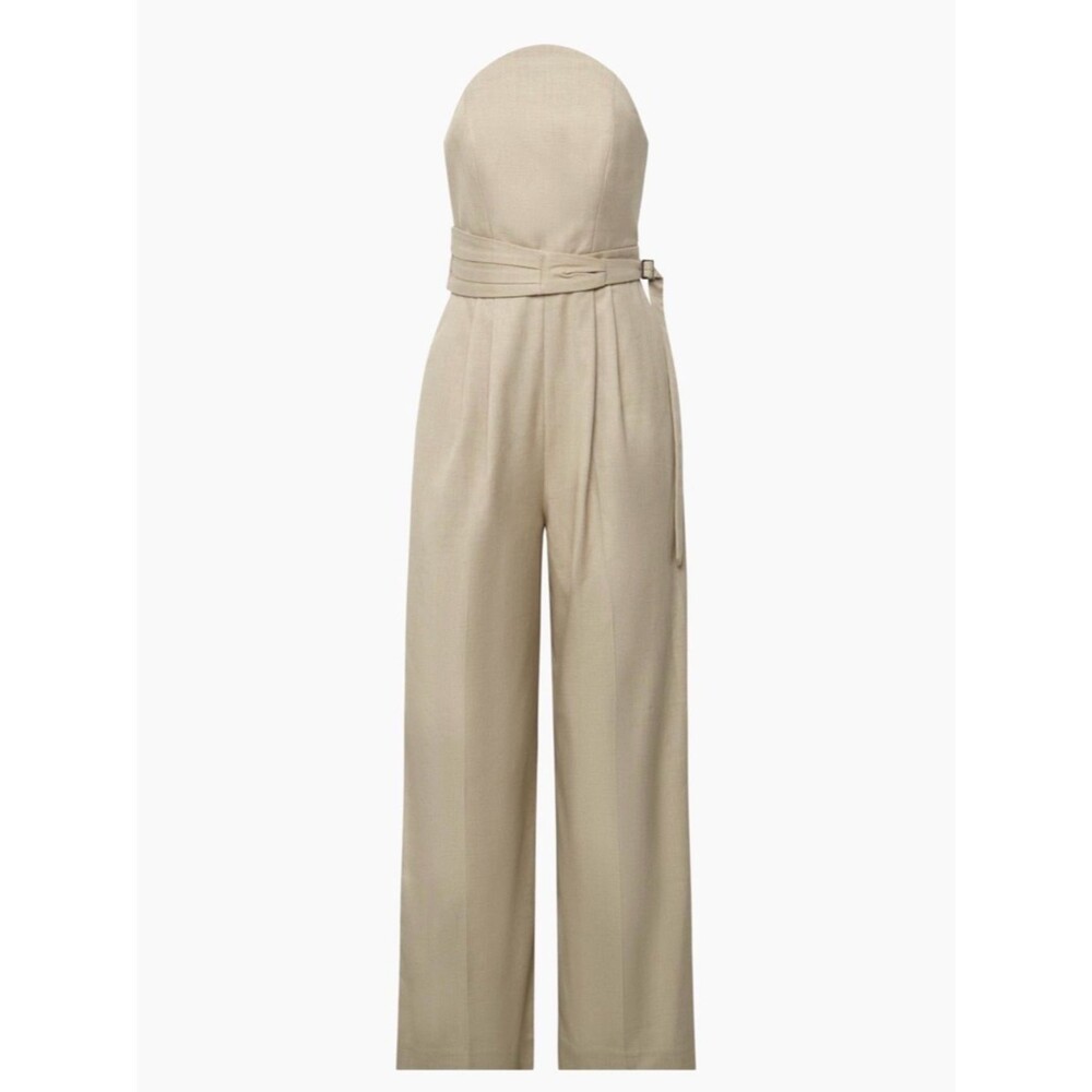 Et Ochs Crosby Strapless Beige Jumpsuit with Waist Tie SIZE 2 NWT